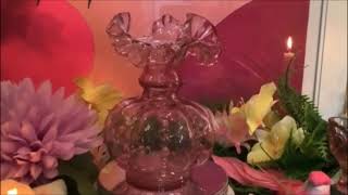 Fenton with Fancy Nancy Pink Rose Melon Vase