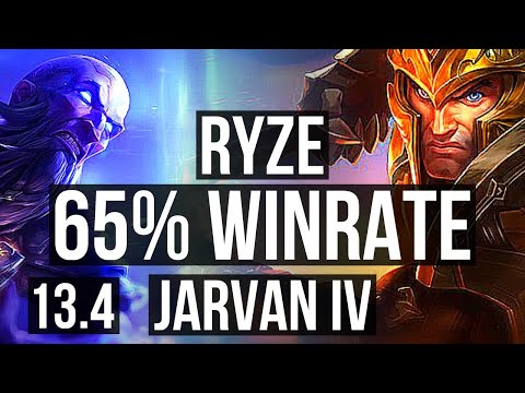 RYZE vs JARVAN IV (TOP) | 65% winrate, 3/0/2 | KR Grandmaster | 13.4