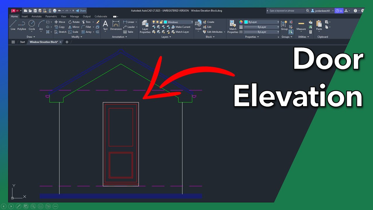 How to Draw a Door Elevation in AutoCAD - Architectural Tutorial