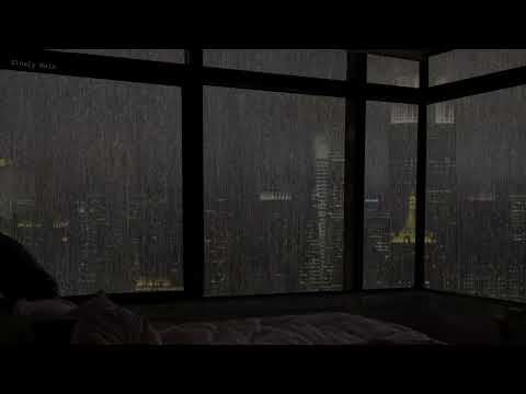 Cozy Bedroom Apartment in Manhattan with Heavy Rain & Thunders Sounds for Sleeping