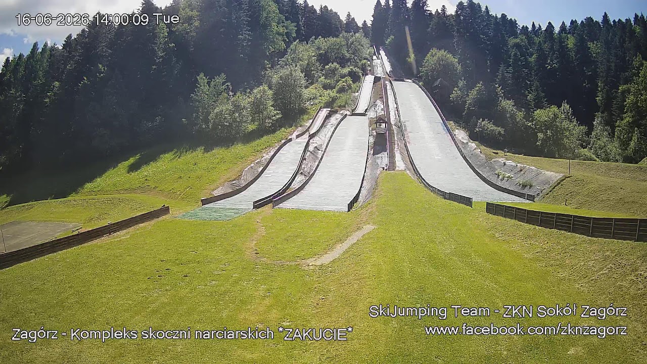 Live webcam view of Complejo de Saltos de Esquí Zakucie