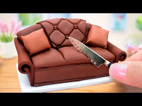 Make Miniature Softest Chocolate Sofa Cake Step by Step in Mini Kitchen   ASMR Cake Decorating Idea