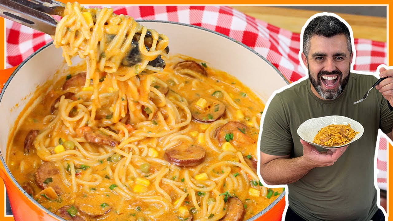 MACARRÃO CREMOSO COM CALABRESA I ALMOÇO DE UMA PANELA SÓ I FÁCIL I RÁPIDO I PRÁTICO Receitas de Pai