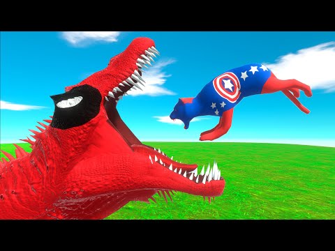 Dinosaur DeadPool Spinosaurus vs Captain America Tiger in Jurassic World Evolution 2 - ARBS