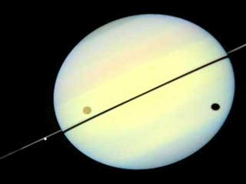 Saturn and Rings Tipped Edge-on Toward Earth