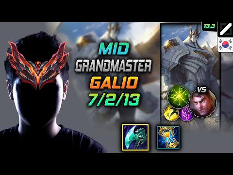 GrandMaster Mid Galio Build Night Harvester Aftershock - Galio Mid vs Jayce - LOL KR 13.3