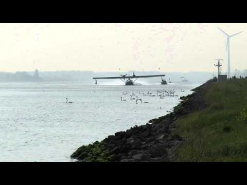 FULL HD Consolidated PBY-5Y Catalina (scary) take off from noordzeekanaal.  may 10 2015