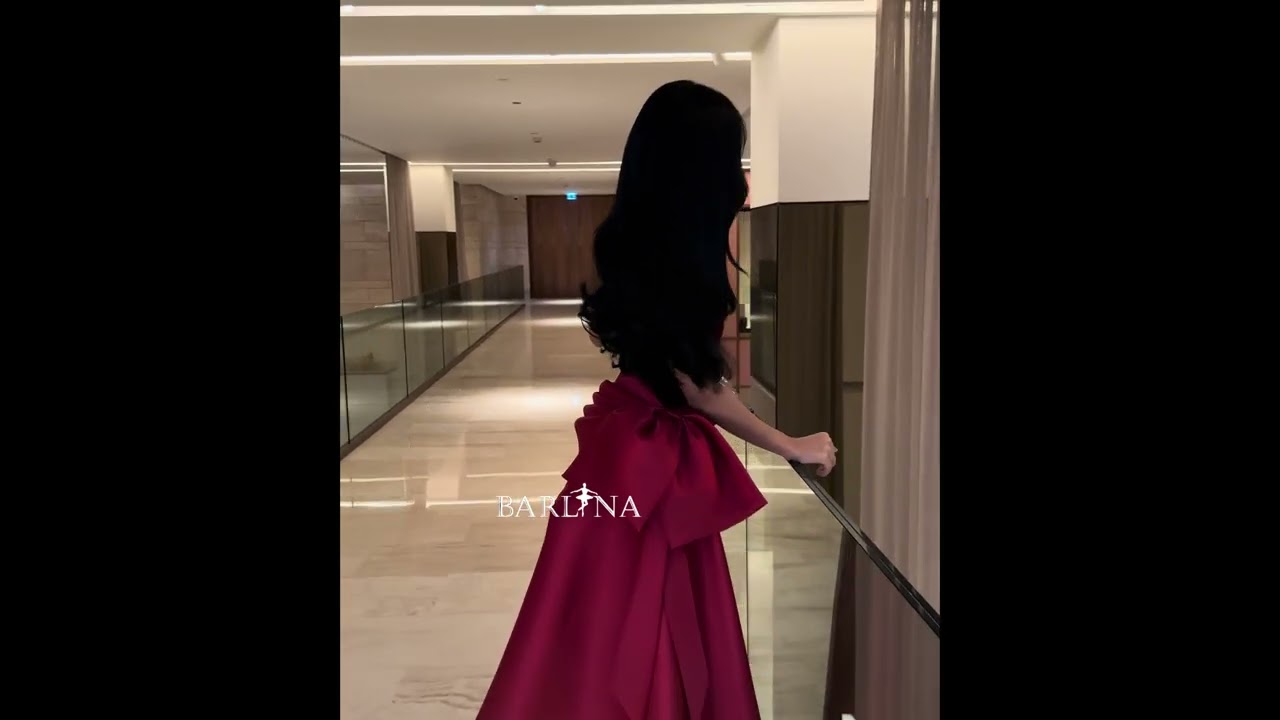فستان سهرة عنابي بأسلوب عصري - XXL