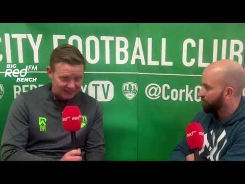 New Cork City boss Barry Robson speaks to the Big Red Bench