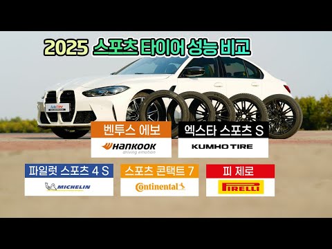 국산 최신 제품 성능은? ...  한국 벤투스 에보, 금호 엑스타스포츠S, 미쉐린 PS4S, 콘티넨탈 SC7, 피렐리 P제로 성능 비교 / 오토뷰