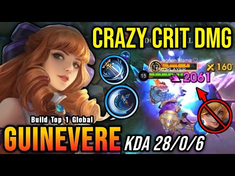 28 Kills!! One Hit Build Guinevere Crazy Critical Damage!! - Build Top 1 Global Guinevere ~ MLBB