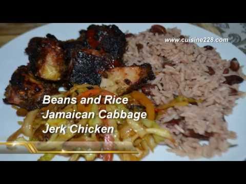 Jamaican Rice And Peas - Jamaican Cabbage - Jerk Chicken