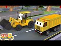 Construction Vehicles — Drill Truck, Dump Truck, Cement Mixer & Excavator fix broken fountain.