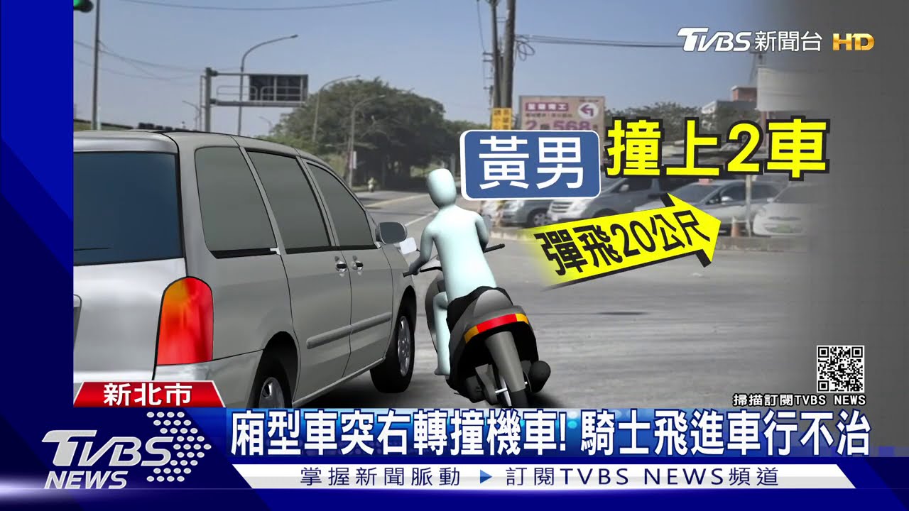 廂型車突右轉撞機車! 騎士飛進車行不治