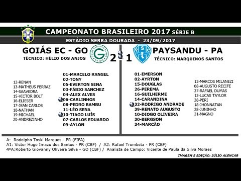 Goiás EC 2 x 1 Paysandu-PA -LANCES- Brasileiro B - 25/09/2017