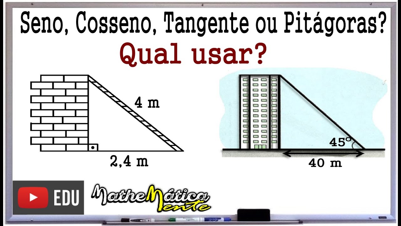 PROBLEMA DE TRIGONOMETRIA COM SENO - COSSENO - TANGENTE e PITÁGORAS #2 - Prof. Robson Liers