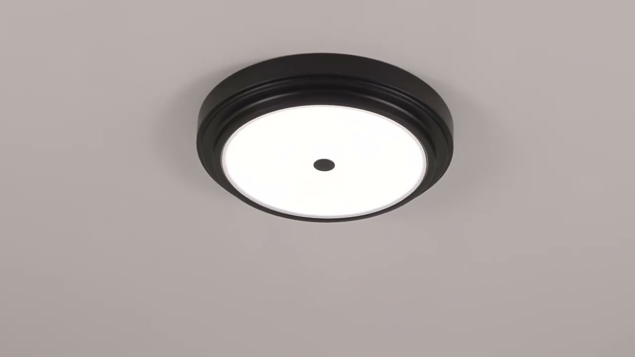 Video1 of Possini Euro Macias 14" Wide Black LED Modern Ceiling Light