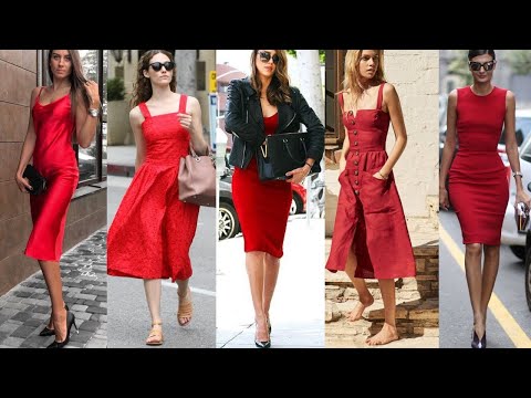 LOOKS Y OUTFITS CON VESTIDOS DE COLOR ROJO/ COMBINACIONES CON VESTIDO DE COLOR ROJO/ VESTIDOS ROJO