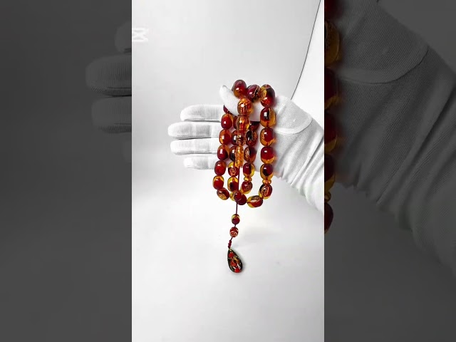 قوافل سبحة كهرمان بلطيقي طبيعي منحوت من النوادر نسخة واحدة Namb0227