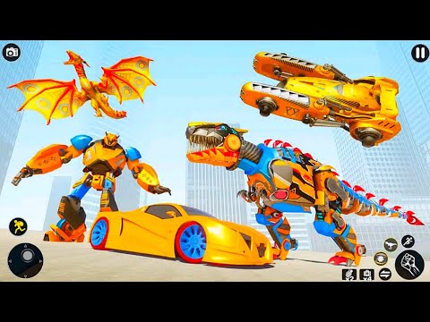Dino Robot Car Games in Air Jet Robot Car Transformation: Robot Car Games - Android Gameplay