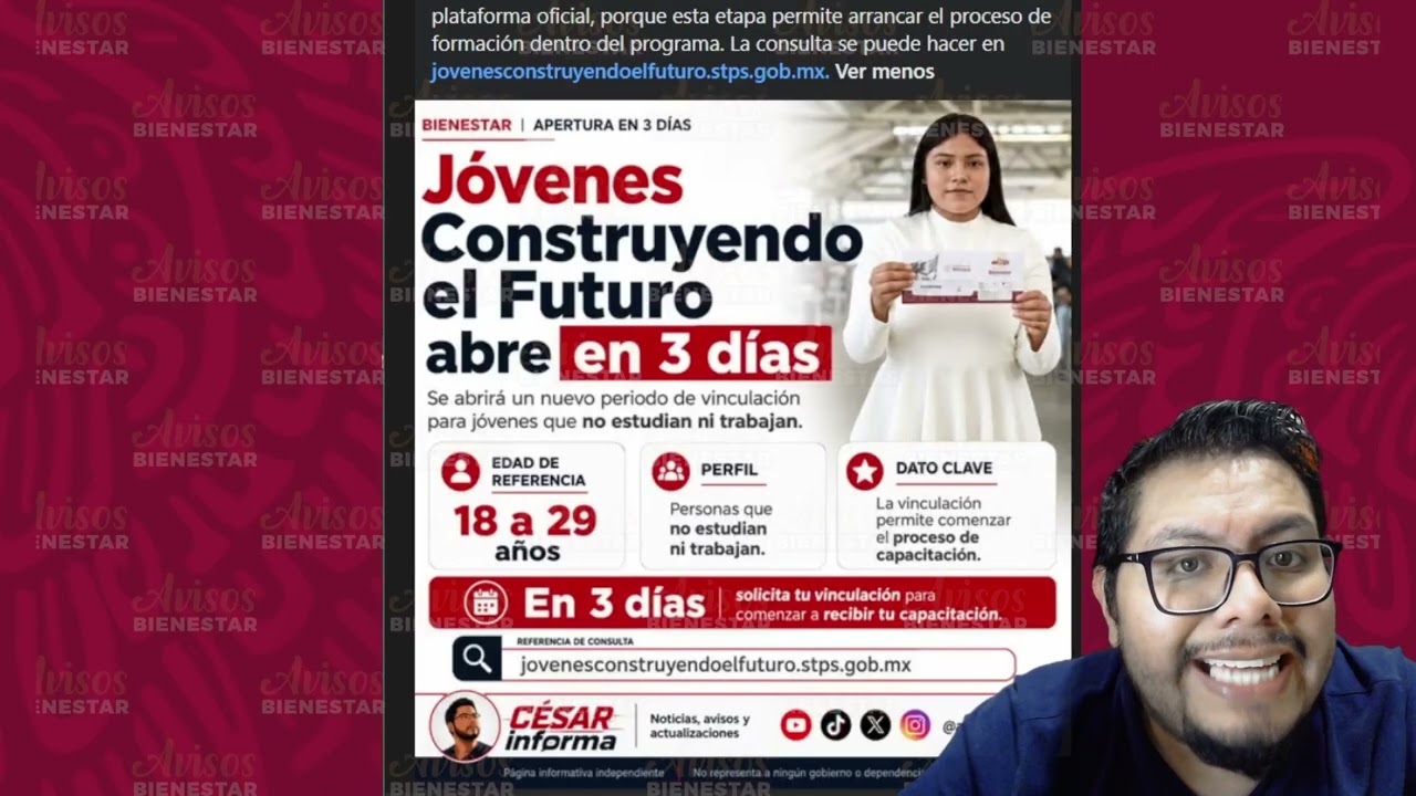 ¡FALTAN 3 DÍAS! para la apertura de la plataforma jóvenes construyendo el futuro este 1 de junio