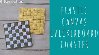 Easy Scotch Stitch Plastic Canvas Coaster Checkerboard Pattern | Scottie Shane | On Rockwood Lane