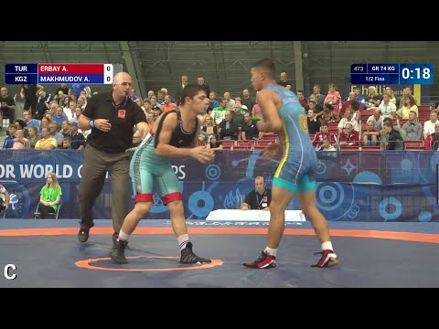 1/2 GR - 74 kg: A. MAKHMUDOV (KGZ) df. A. ERBAY (TUR) by VPO1, 7-1