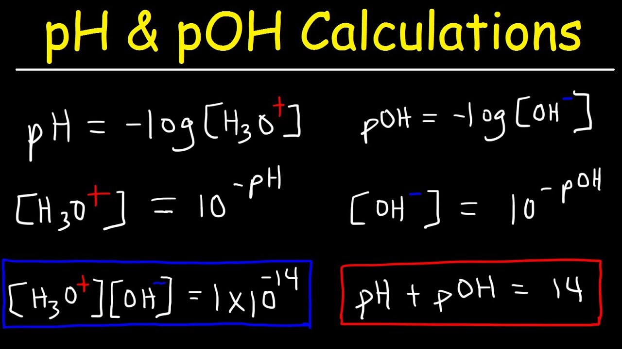 pH, pOH, H3O+, OH-, Kw, Ka, Kb, pKa, and pKb Basic Calculations -Acids and Bases Chemistry Problems