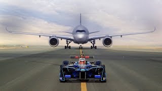 ABB FIA Formula E race car vs Qatar Airways’ Air