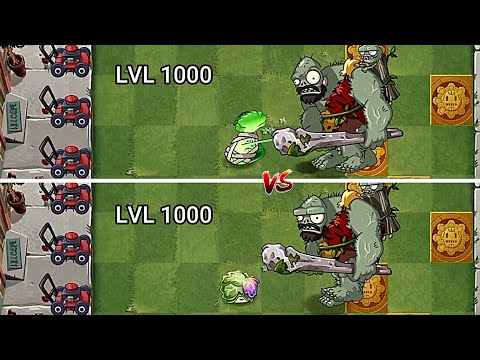 Plants Vs Zombies 2  BONK CHOY LVL 1000  VS  HEADBUTTER LETTUCE LVL 1000 with Jurassic Gargantuar