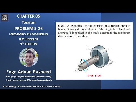 5-26 Determine the maximum shear stress in the rubber | Mechanics of materials RC Hibbeler