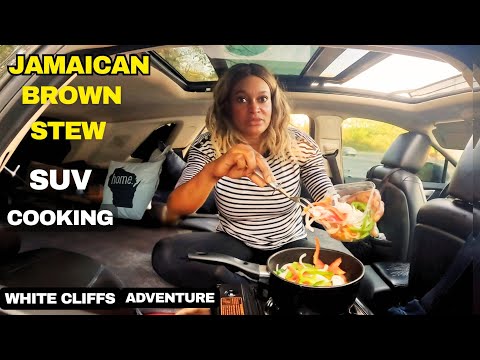 SUV Cooking Jamaican Brown Stew Chicken at Hidden White Cliffs