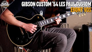 Video thumbnail for Gibson Custom 1954 Les Paul Custom Ebony VOS GH by The Peach Boutique
