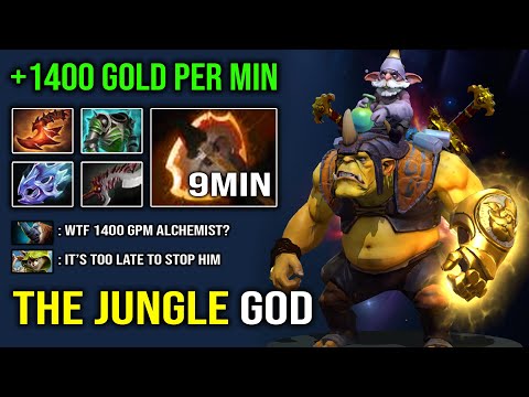 How to Jungle Like a God with 9Min Battlefury Alchemist +1400 GPM No Need Radiance Dota 2