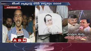 TDP Activists Protest in AP over KCR Comments on Chandrababu Naidu