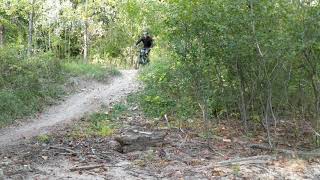 Riding the little rock jump at the end of LC Blues.