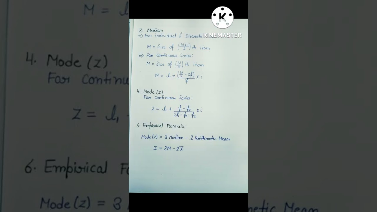 #Measures of central Tendency #      #Formulas #