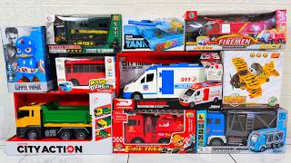 Download lagu Unboxing Sand Truck, Police Car, Fire Truck, Airplane, Steel Tank, Bus, Container Truck mp3