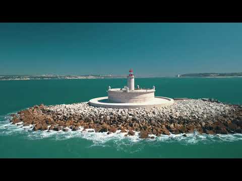 Aerial View 4K - Farol do Bugio - Bugio Lighthouse - Lisbon, Portugal