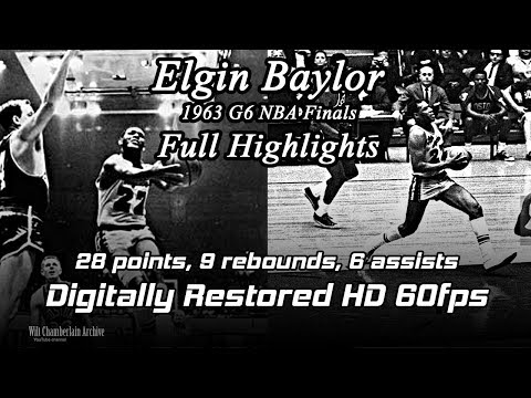 Elgin Baylor (Digitally Restored 60fps). 1963 NBA Finals G6 Full Highlights (28pts, 9reb, 6a)