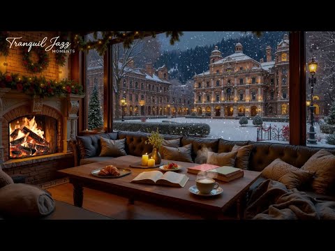 Beautiful Winter Jazz Cafe ❄️ Cozy Jazz Music in A Fireplace-Themed Winter Setting For Relaxation
