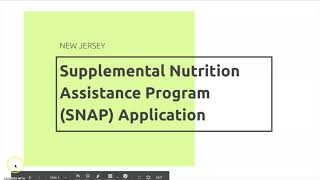 Supplemental Nutrition Assistance Program (SNAP) NJ Application Guide