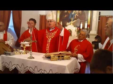 Sv. Lovro, Trstenik, 10.08.2012. - naš biskup msgr. Mate Uzinić - pjeva Crkveni zbor iz Janjine