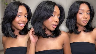 YOU NEED THIS CURTAIN BANG BOB WIG FOR THE SUMMER ☀️ | East Glueless Install | Ft. Jessie’s Wig