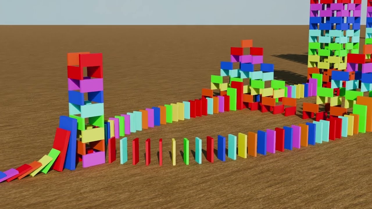 Tower After Tower Falls… 12,000 Dominoes in Stunning Blender Animation