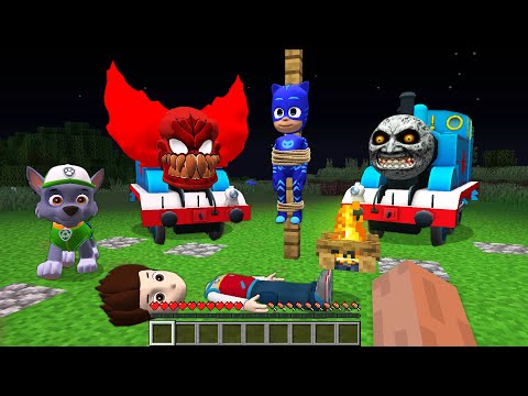 Thomas MOON.EXE vs Thomas HELLCLOWN TRICKY.EXE in Minecraft PAW Patrol and Pj Masks - Coffin Meme