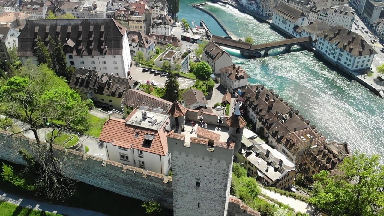 Behold the breathtaking aerial panorama of the majestic Musegg Wall and its towering fortresses.