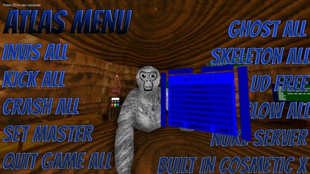 Atlas Menu | KICK ALL | CRASH ALL | INVIS ALL | COSMETIC X | Ghost All | NUKE SERVER | GORILLA TAG |
