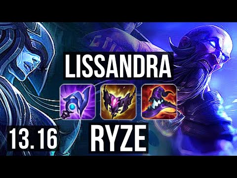 LISSANDRA vs RYZE (MID) | Quadra, 2.3M mastery, 17/2/8, 1200+ games | NA Grandmaster | 13.16