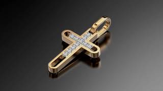 Золотой крест с бриллиантами. Артикул 720023  - Фото 3 магазин TANGO Золотой крест с бриллиантами. Артикул 720023  - Фото 3